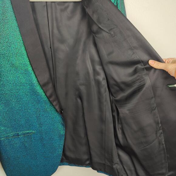 Vintage First Nighter‎ Formals Blazer Mens 39R Green Blue Shift Metallic Shimmer - Picture 7 of 10